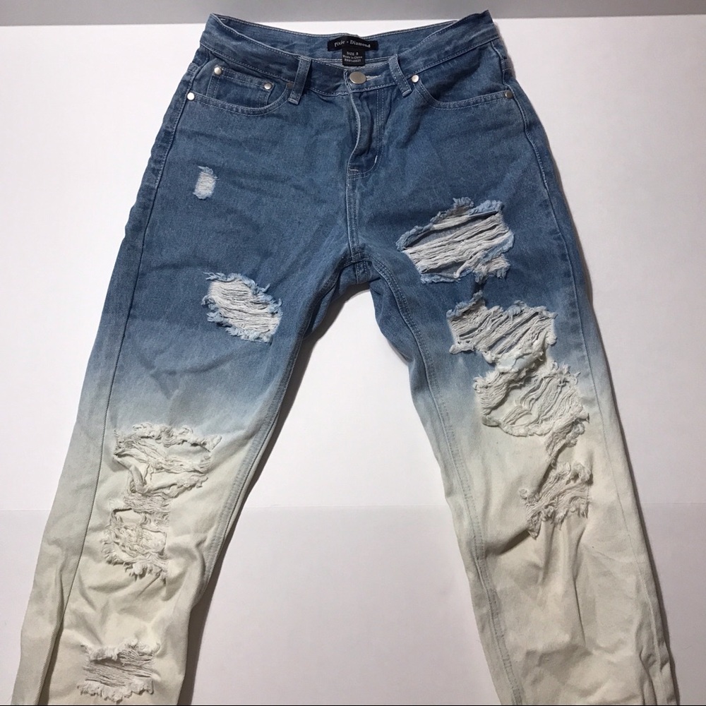 2015 Ombré Distressed Denim Mom style